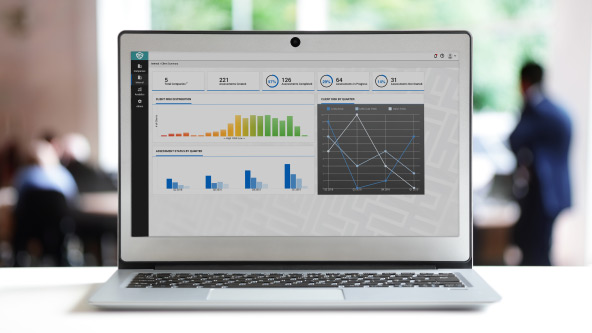 laptop showing ConnectWise Identify Assessment dashboard