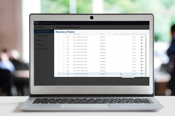 laptop showing ConnectWise BCDR dashboard