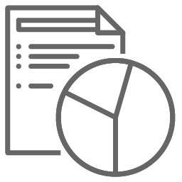 An icon of a report with a pie graph